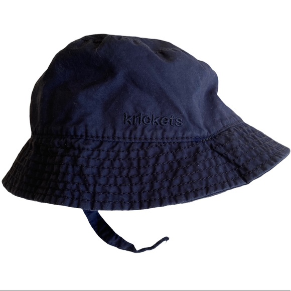 Krickets Navy Blue Embroidered Bucket Hat with Snaps 100% Cotton 0-6 Months - Picture 1 of 7